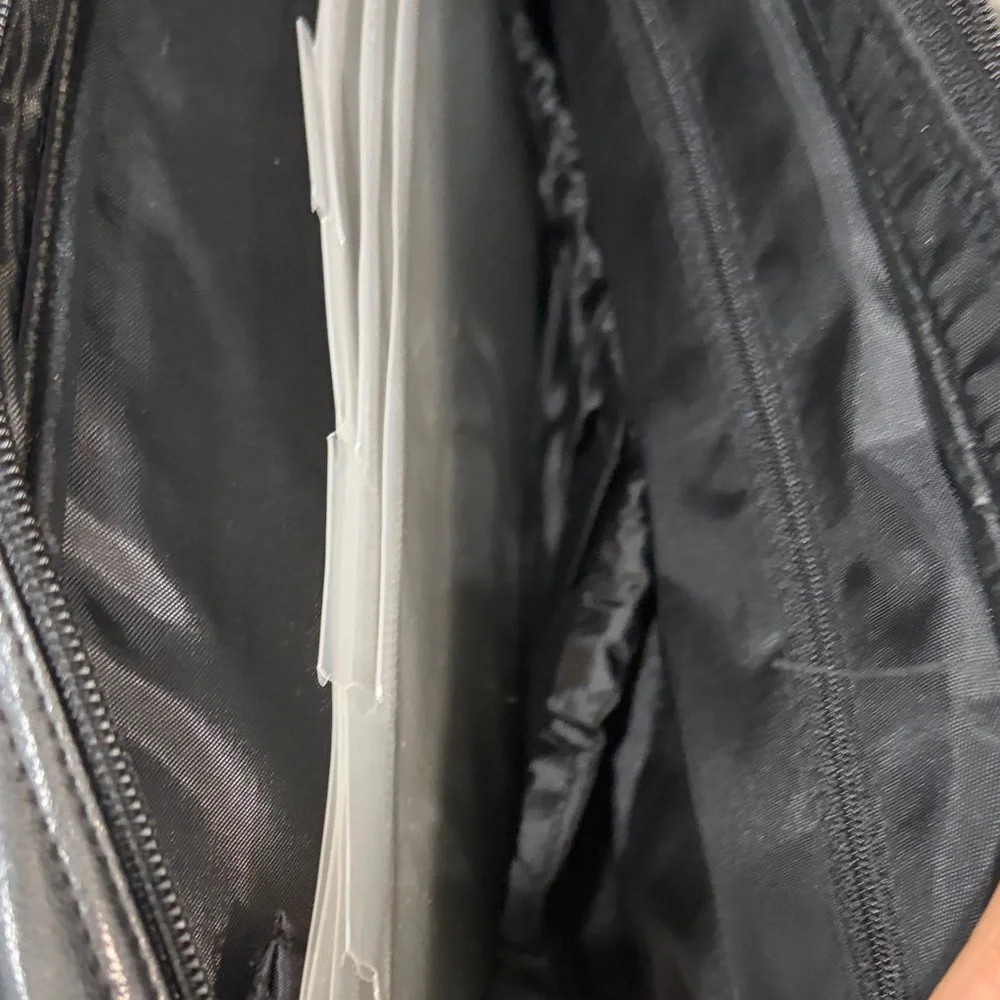 Men's Women’s Avon sellers Black Leather Briefcase with Silver Hardware